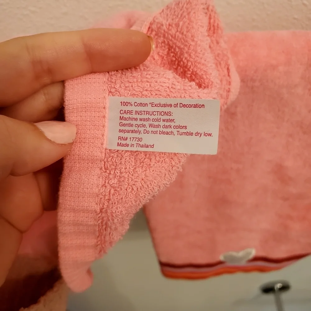 Pink Heart-Embroidered Kids Towel Set